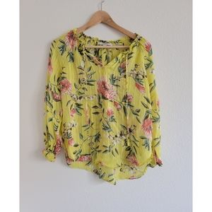 LOFT yellow floral long sleeve blouse.